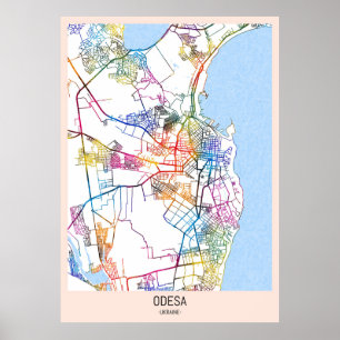 Poster Mapa da cidade de Odessa Ucrânia