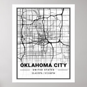 Poster Mapa da Cidade de Oklahoma City nos EUA