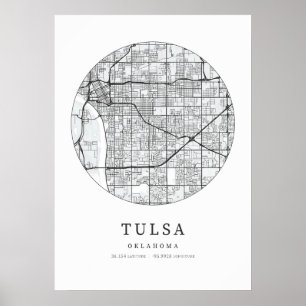 Poster Mapa da Cidade de Oklahoma Tulsa