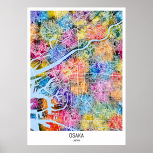 Poster Mapa da cidade de Osaka no Japão
