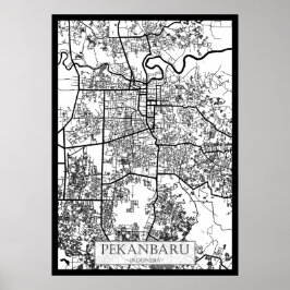 Poster Mapa da Cidade de Pekanbaru Indonésia
