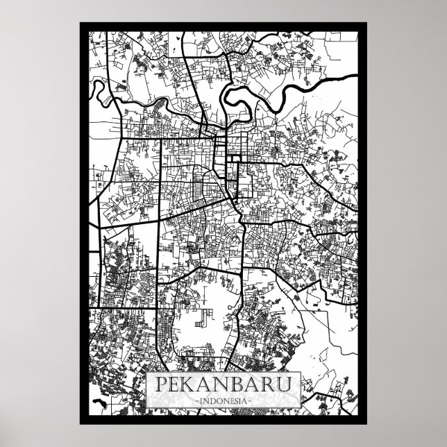 Poster Mapa da Cidade de Pekanbaru Indonésia (Frente)
