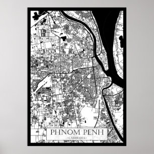 Poster Mapa da Cidade de Phnom Penh Camboja