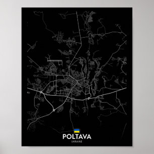 Poster Mapa da Cidade de Poltava Ucrânia Presente de Viag