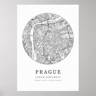 Poster Mapa da cidade de Praga na República Checa