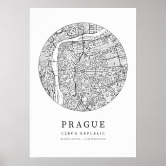 Poster Mapa da cidade de Praga na República Checa