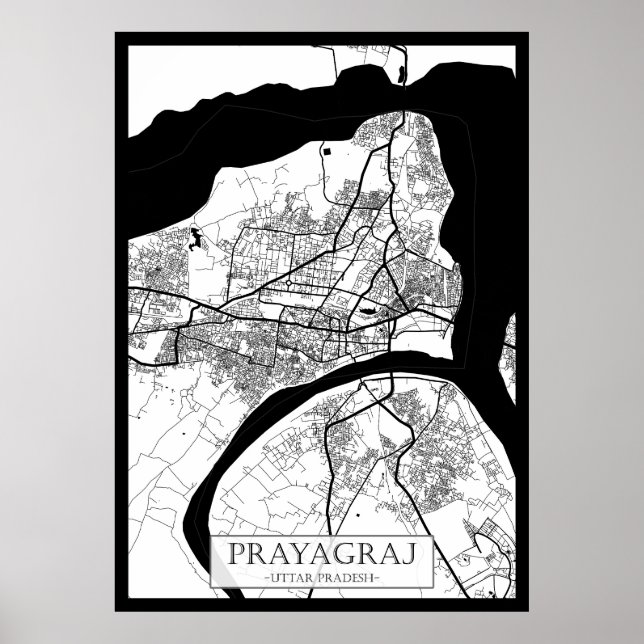 Poster Mapa da Cidade de Prayagraj Uttar Pradesh (Frente)