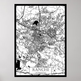 Poster Mapa da Cidade de Ranchi Jharkhand