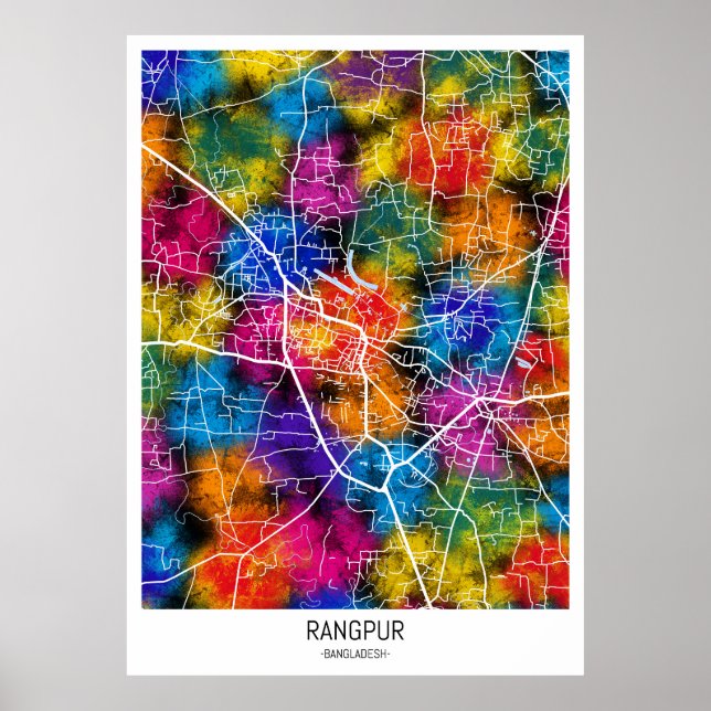 Poster Mapa da Cidade de Rangpur Bangladesh (Frente)