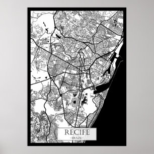 Poster Mapa da Cidade de Recife Brasil
