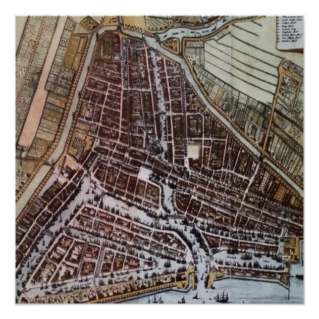 Pôster Mapa da cidade de réplica de Roterdão a partir de  (Frente)