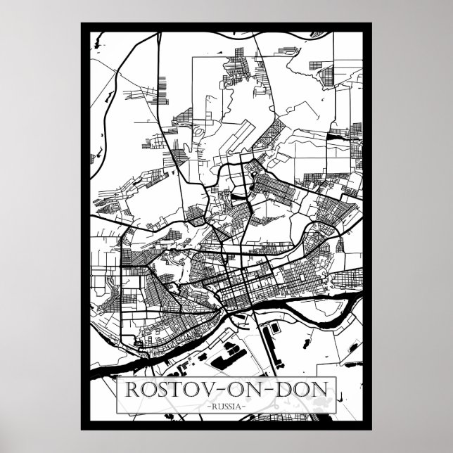 Poster Mapa da cidade de Rostov-on-Don Rússia (Frente)
