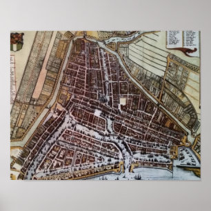 Pôster Mapa da cidade de Roterdão de Réplica de 1652