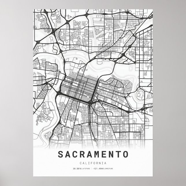 Poster Mapa da Cidade de Sacramento (Frente)