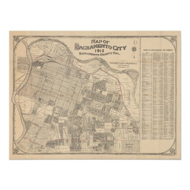 Pôster Mapa da Cidade de Sacramento - 1913 (Frente)
