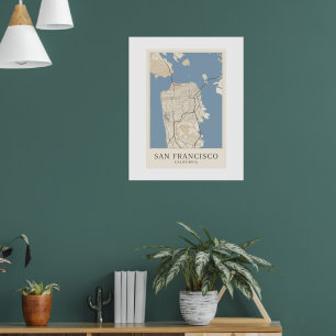 Poster Mapa da Cidade de São Francisco Califórnia Minim