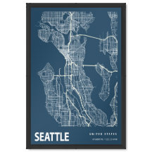 Mapa da Cidade de Seattle, Washington, em Projeto 