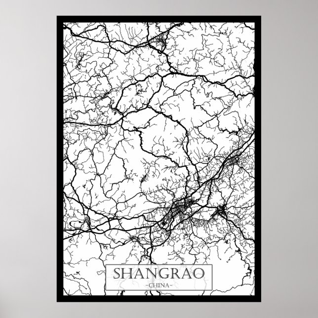 Poster Mapa da Cidade de Shangrao China (Frente)