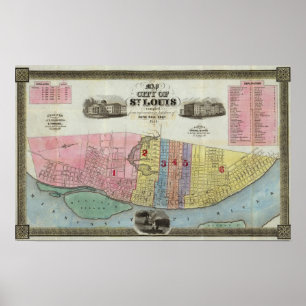 Pôster Mapa da cidade de St Louis