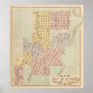 Pôster Mapa da cidade de St Peter, Minnesota