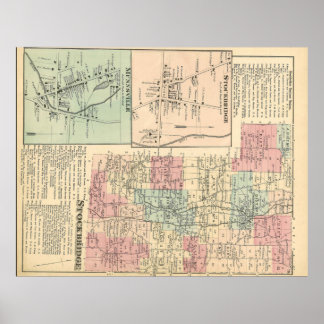 Poster Mapa da cidade de Stockbridge em 1875