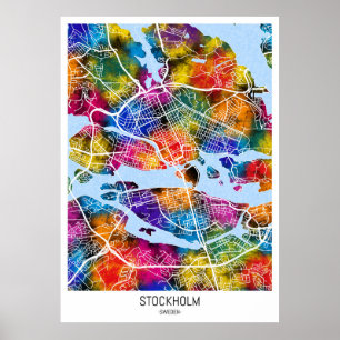 Poster Mapa da cidade de Suecia de Estocolmo