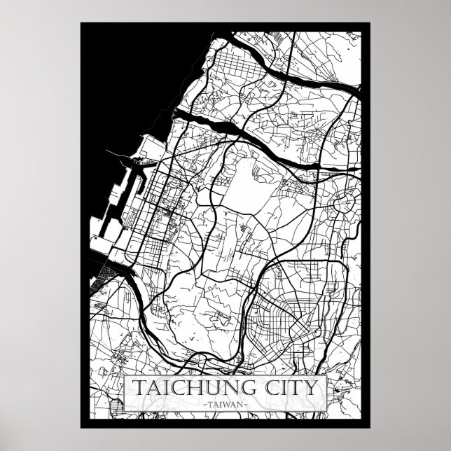 Poster Mapa da Cidade de Taichung Taiwan (Frente)