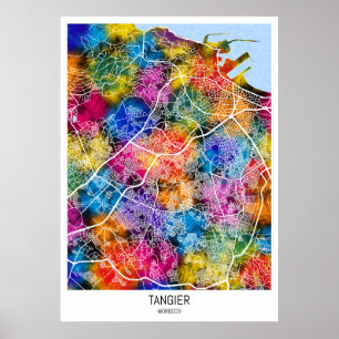 Poster Mapa da cidade de Tangier Marrocos