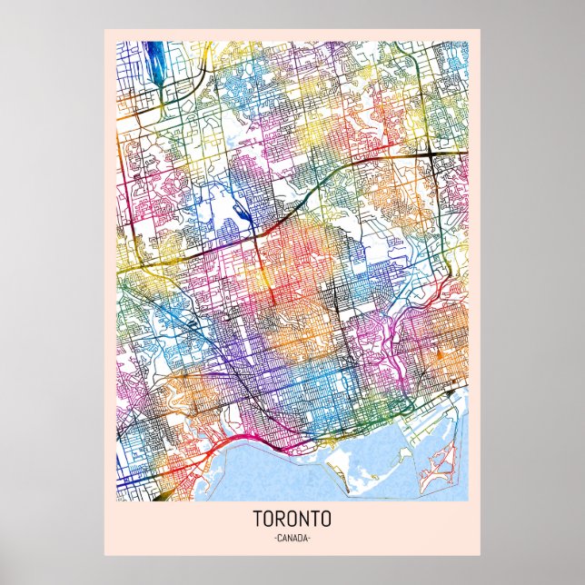 Poster Mapa da cidade de Toronto Canadá (Frente)