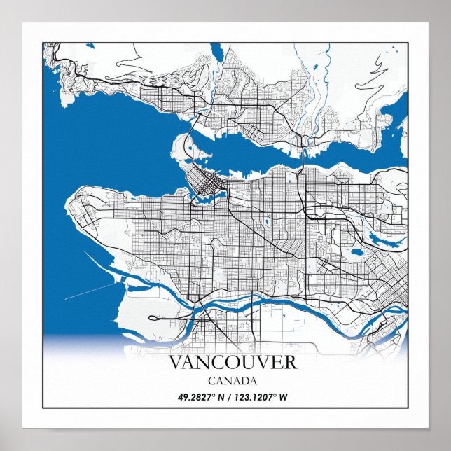 Poster Mapa da Cidade de Vancouver, Colúmbia Britânica, C (Frente)