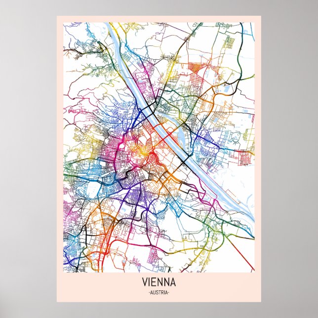 Poster Mapa da Cidade de Viena, Áustria (Frente)