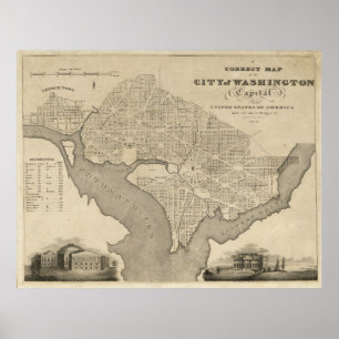 Poster Mapa da Cidade de Washington D.C. (1820)