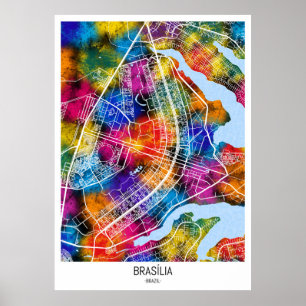 Poster Mapa da Cidade do Brasil Brasília