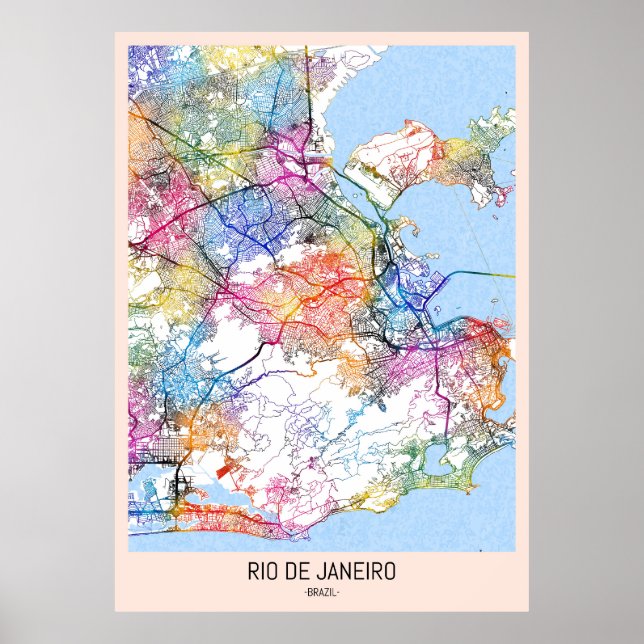 Poster Mapa da Cidade do Brasil do Rio de Janeiro (Frente)