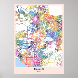 Poster Mapa da Cidade do Brasil Manaus