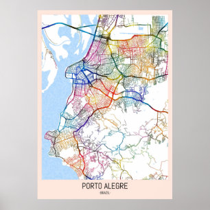 Poster Mapa da Cidade do Brasil Porto Alegre