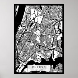 Poster Mapa da Cidade do Bronx EUA