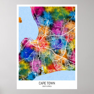 Poster Mapa da Cidade do Cabo África do Sul
