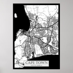 Poster Mapa da Cidade do Cabo África do Sul