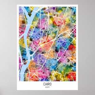 Poster Mapa da Cidade do Cairo no Egito