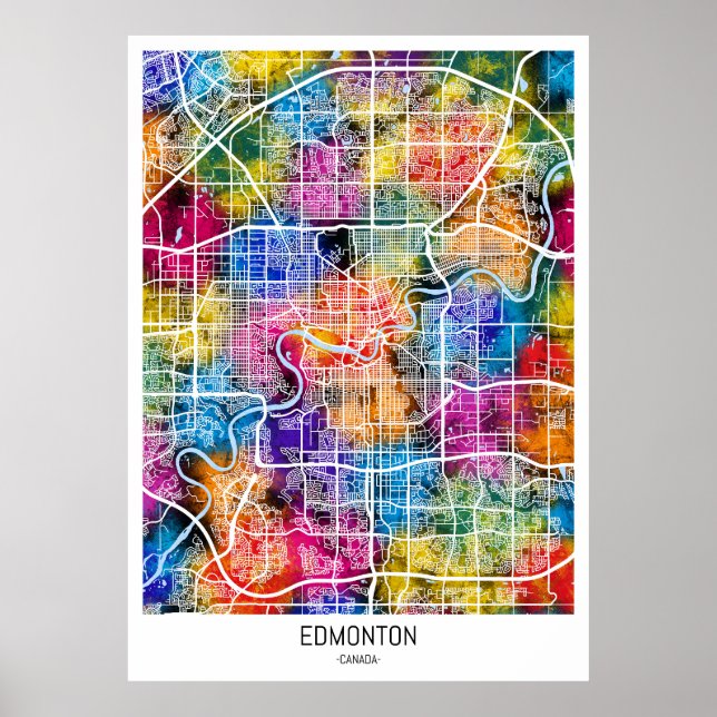 Poster Mapa da Cidade do Canadá Edmonton (Frente)