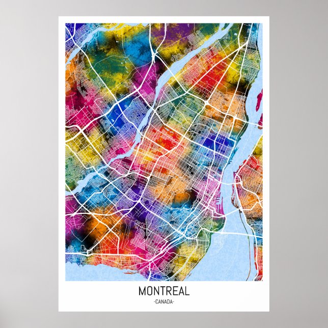 Poster Mapa da Cidade do Canadá, no Quebec de Montreal (Frente)