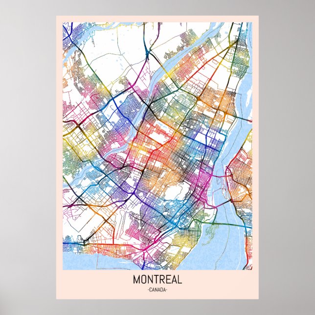 Poster Mapa da Cidade do Canadá, no Quebec de Montreal (Frente)