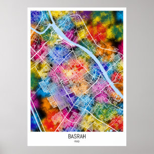Poster Mapa da Cidade do Iraque de Basrah
