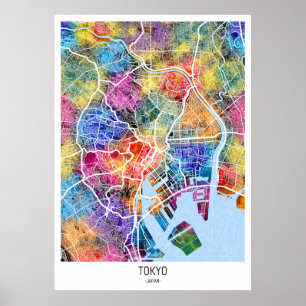 Poster Mapa da Cidade do Japão de Tóquio