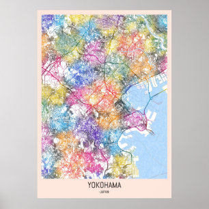 Poster Mapa da Cidade do Japão de Yokohama