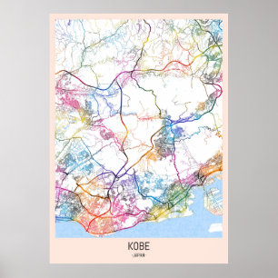 Poster Mapa da Cidade do Japão Kobe