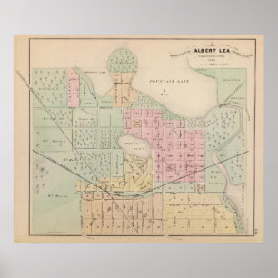 Pôster Mapa da cidade do Lea de Albert, Minnesota