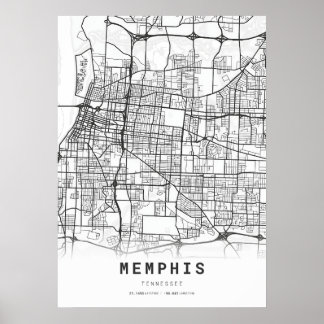 Poster Mapa da Cidade do Memphis