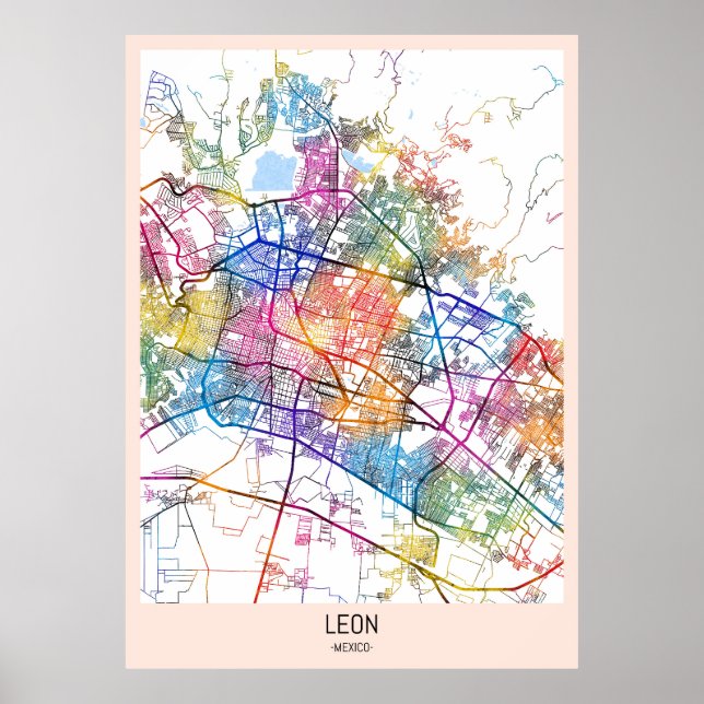 Poster Mapa da Cidade do México de León (Frente)